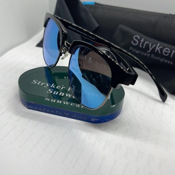 BNIB Stryker Popular UNISEX Club Master style Black /Aqua Blue Polarized ST06219 - Picture 3 of 8